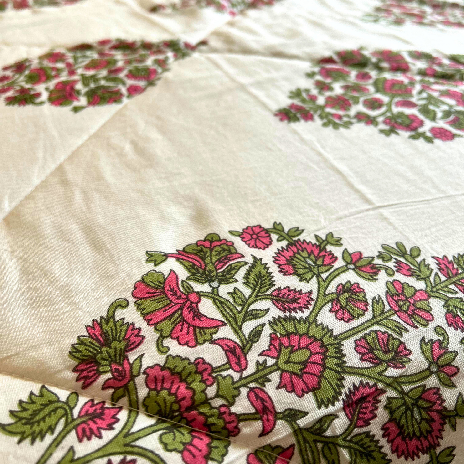 Unique handmade Kantha throw quilt in decorative cotton.