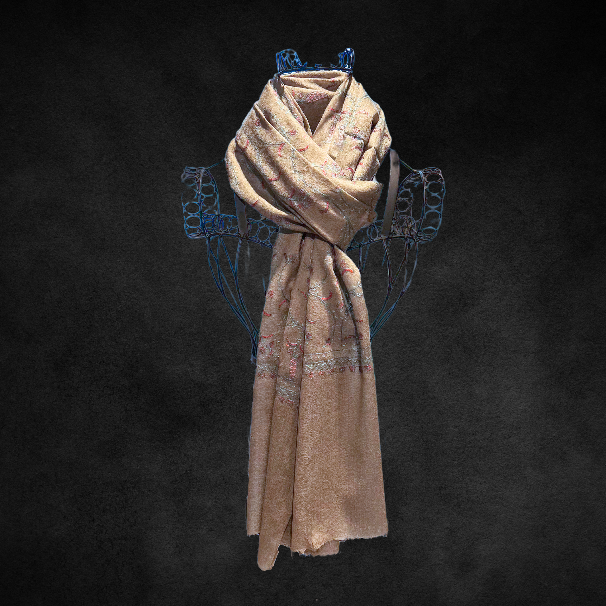 Elegant Butterfly Bloom cashmere pashmina shawl.