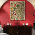Elegant Nakshi Kantha Tussar silk tapestry with forest theme.