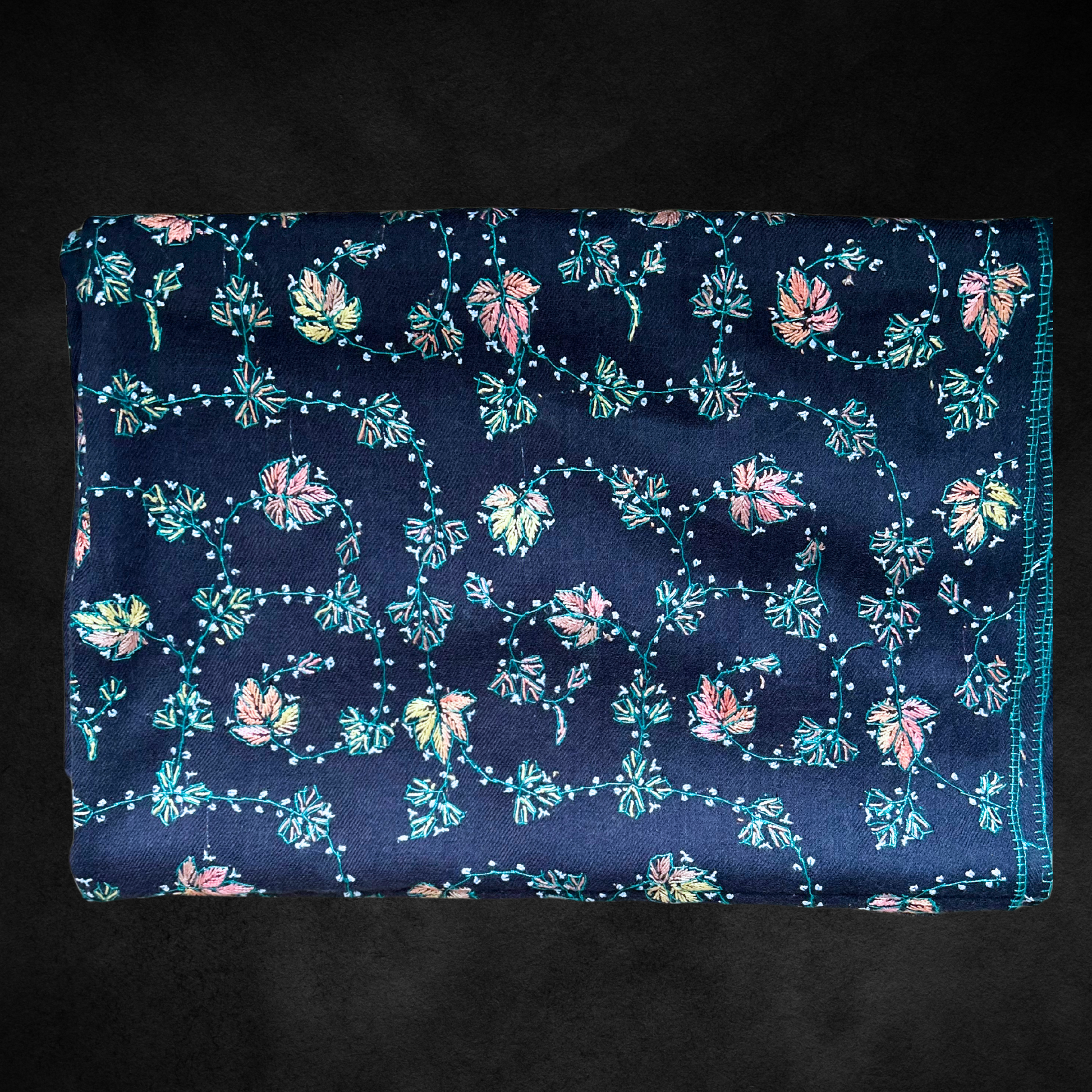 Cozy handwoven pashmina shawl, certified cashmere in Midnight Meadows.