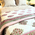 Stylish Kantha cotton quilt, perfect as a decorative throw.