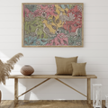 Handcrafted Nakshi Kantha Tussar silk tapestry wall hanging.