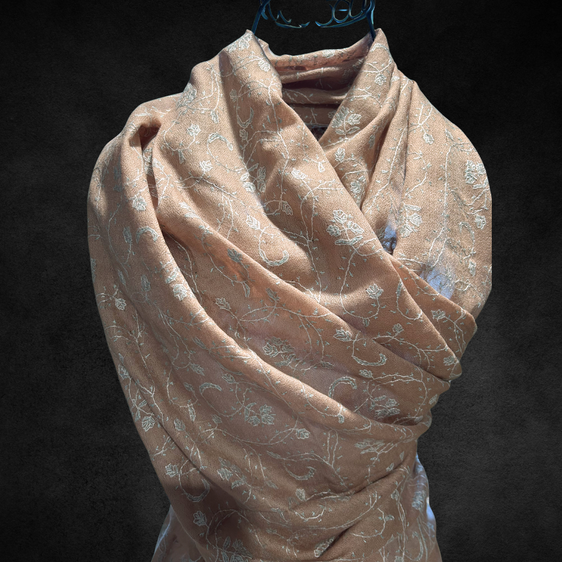 Luxury pashmina shawl featuring garden glamour aesthetics.