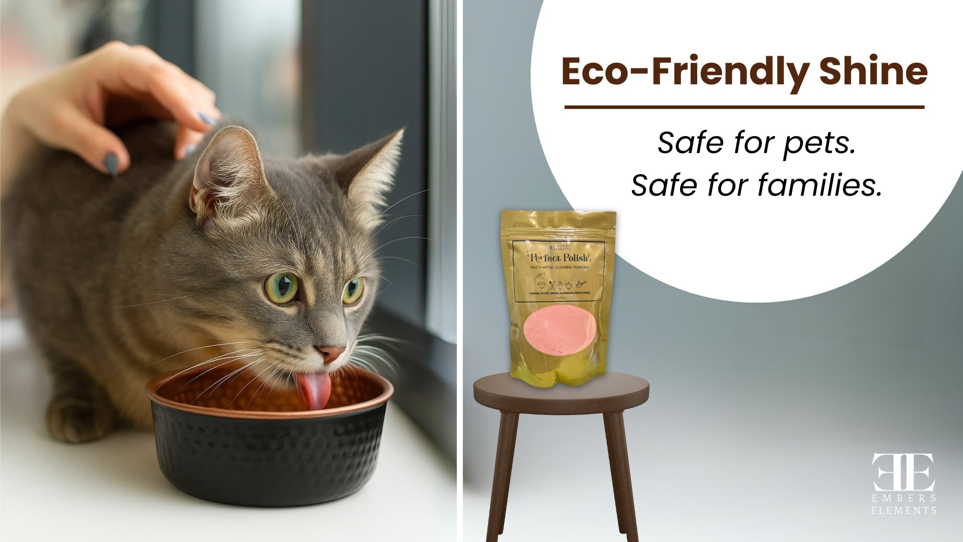 Eco-friendly shiny copper pet bowls - safe for pets and families by Embers Elements