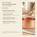 AURORA hand-hammered pure copper pet water bowl health benefits, shown with the Perfect Polish cleaner bundle: naturally antibacterial, supports immune system, joint health, coat condition and digestion