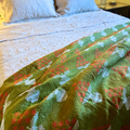 Handmade Kantha cotton quilt with colorful design for throws.