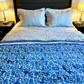 Beautiful Jaipuri quilt in cotton with blue elephant border.