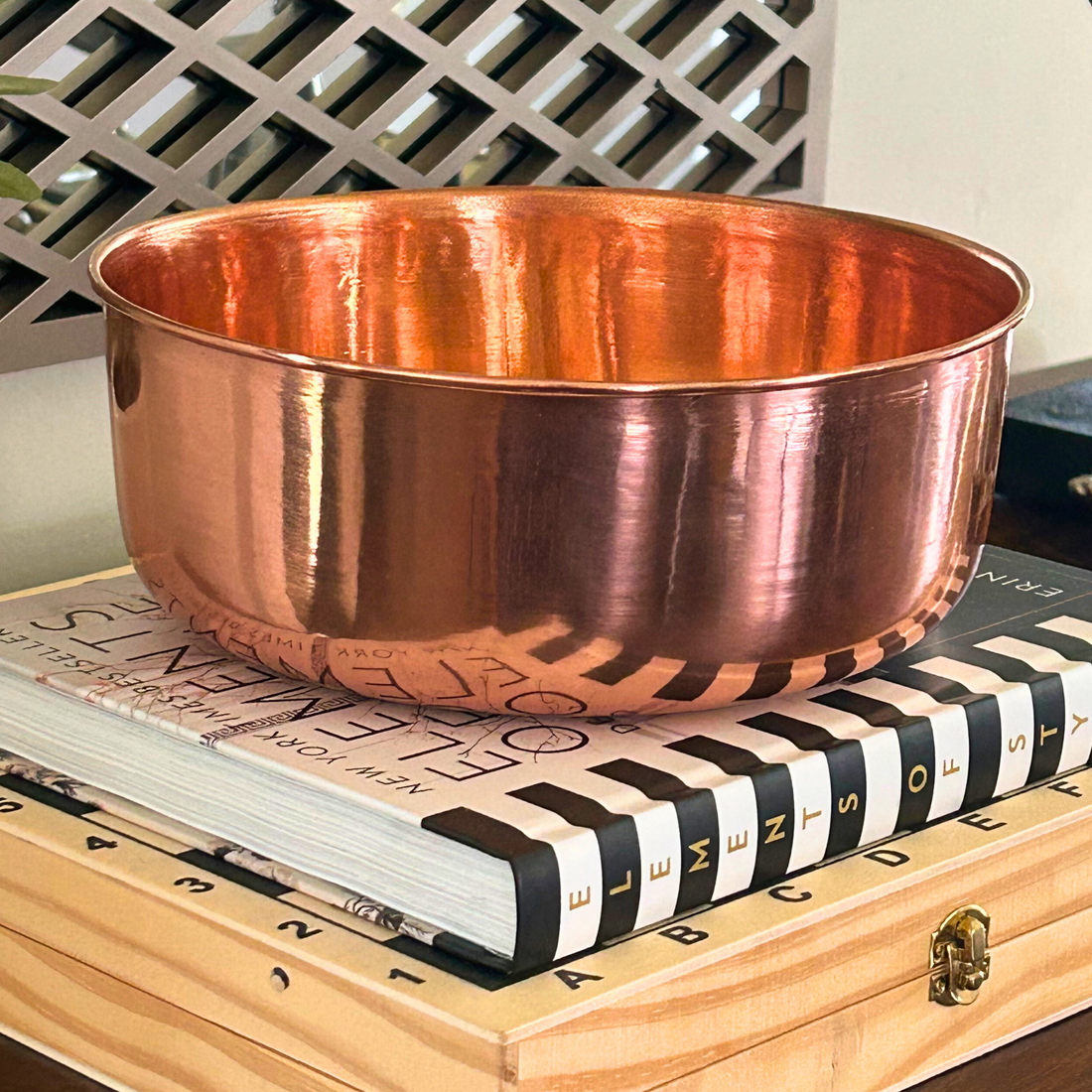 DUNE polished smooth copper pet water bowl, no hammering, for dogs and cats