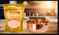 Dune polished copper pet water bowl bundled with Perfect Polish copper and metal cleaner pouch