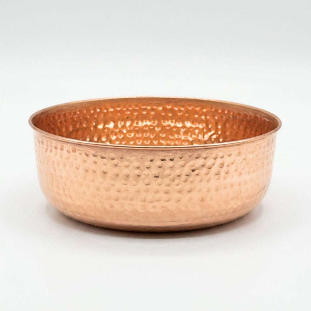AURORA hand-hammered pure copper pet water bowl, studio product shot