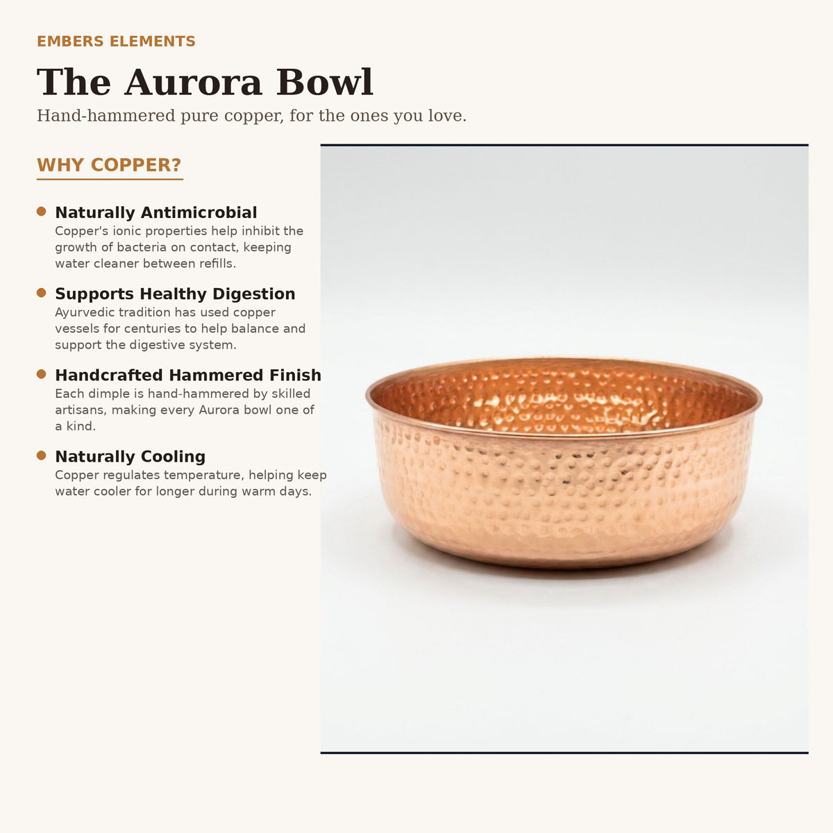 Why pure copper is good for pets - AURORA hand-hammered bowl benefits