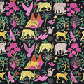 Jungle-themed Nakshi Kantha wall hanging in luxurious tussar silk.