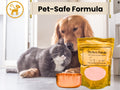 Dog and cat beside a package of Perfect Polish metal polish powder on a white surface