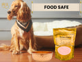 Dog sitting next to a copper bowl and a package of Perfect Polish cleaner on a wooden floor