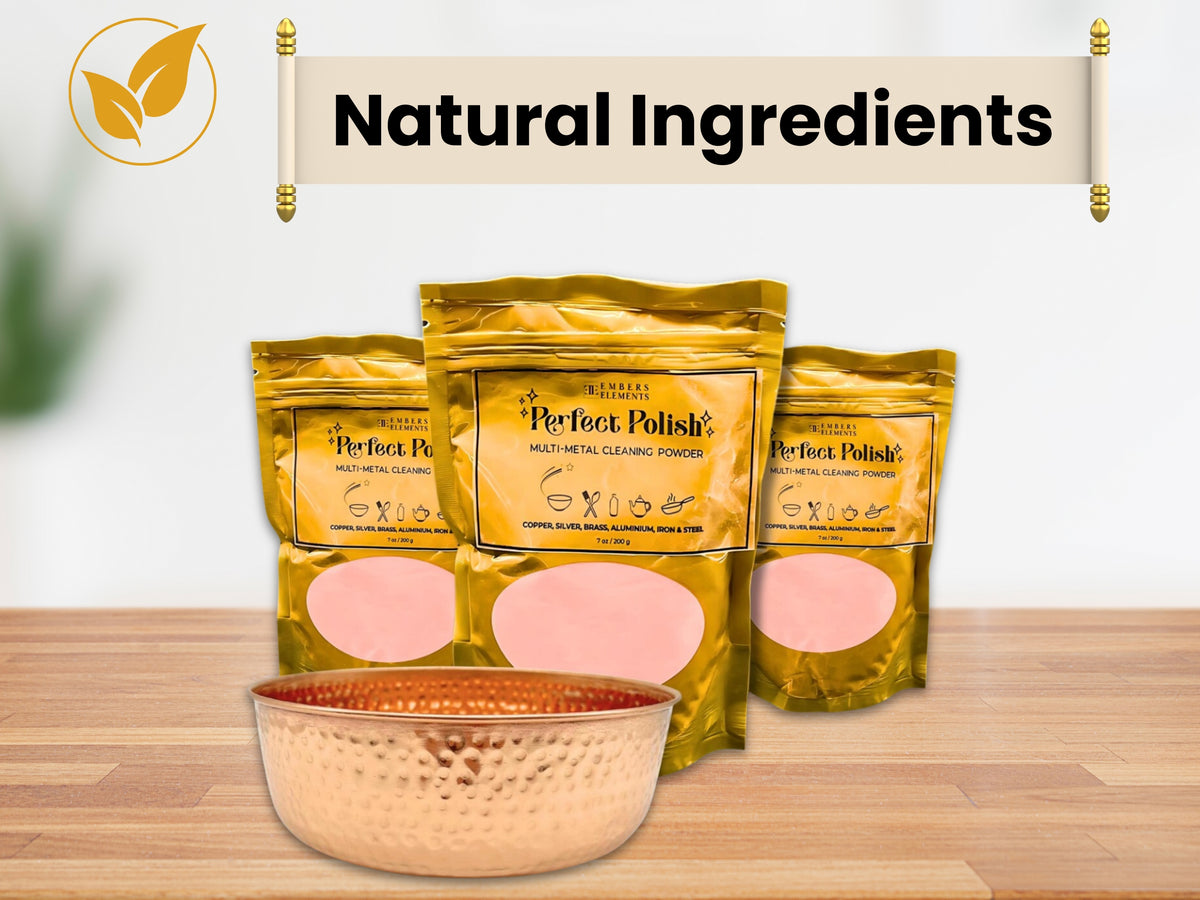 Three packages of Perfect Polish cleaning powder with a Natural Ingredients banner