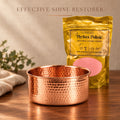 Perfect Polish effective shine restorer for hand-hammered copper pet bowls