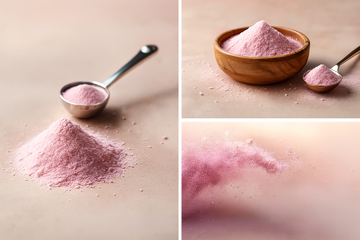 Collage of perfect polish powder in a spoon, bowl - Embers Elements.