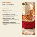RUBY pink honeycomb-hammered pure copper pet water bowl benefits: naturally antibacterial, BPA-free, supports immune, joint, coat and digestive health