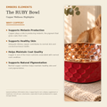 RUBY pink honeycomb-hammered pure copper pet water bowl health benefits: naturally antibacterial, supports immune system, joint health, coat condition and digestion